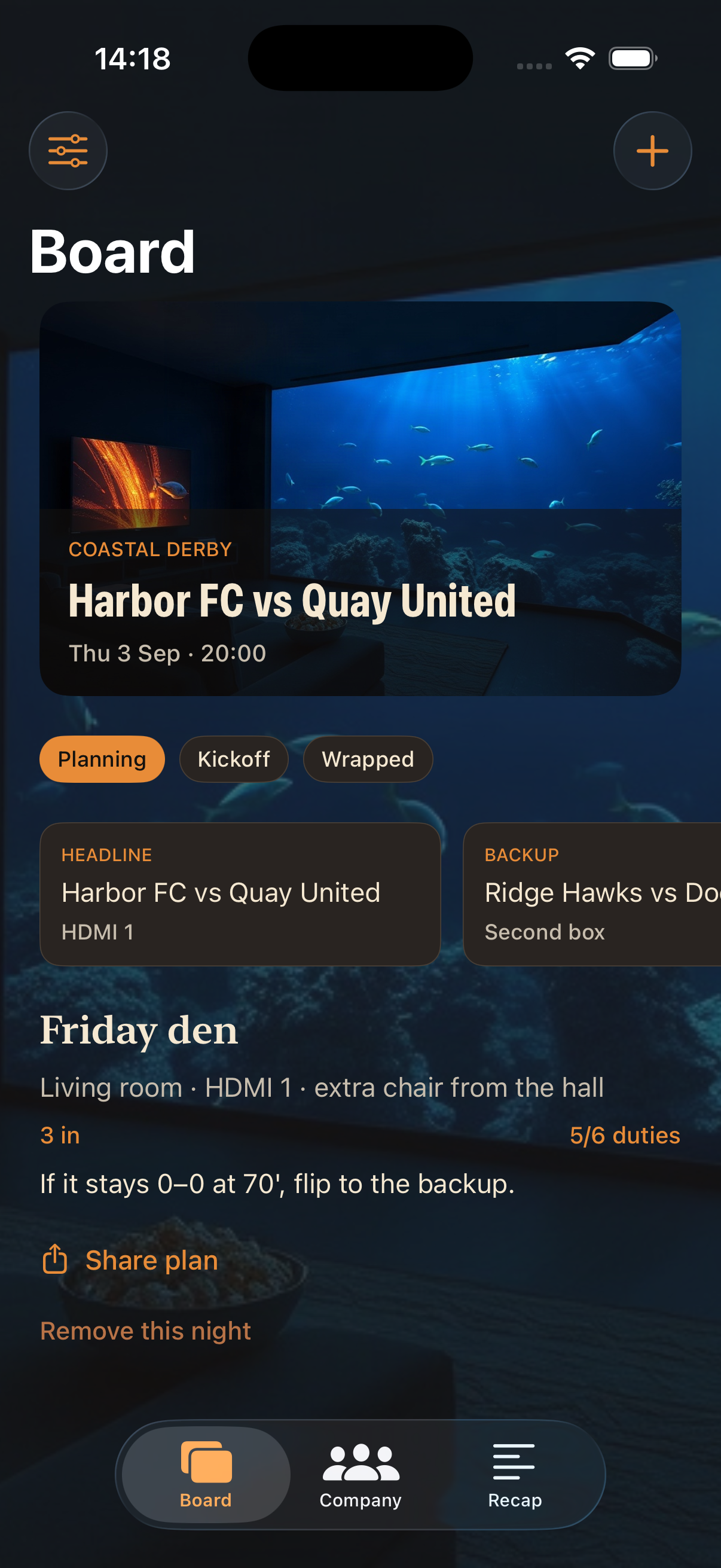 Headline match on the board